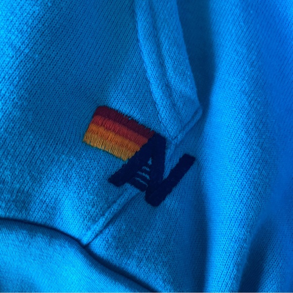 Aviator Nation Sz L Pacific Blue Hoodie Sweatshirt Eat Right Do Good Natreve - Picture 3 of 8